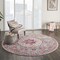Homeroots 8 ft. Round Gray & Pink Medallion Area Rug 385525 - alternate 7